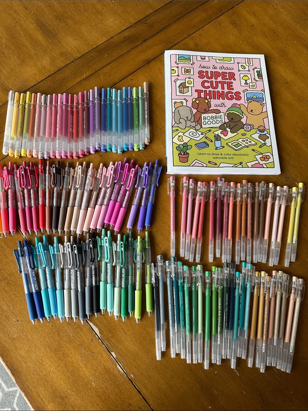 Huge 100+ Languo Gel & Glitter Shimmery Pen Set Multi-Color + Bobbie Goods Book